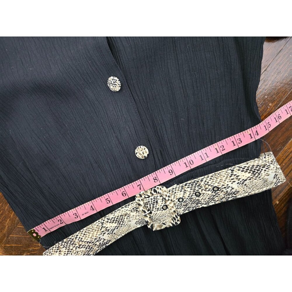 Vintage Black Python Belted Jumpsuit Playsuit Lon… - image 7